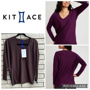 Kit and Ace Merino Wave Long Sleeve Tee - Black Walnut - Sz XS
